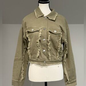 NWT No Vacancy Olive Green Frayed Women's Jacket Size Small.
